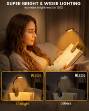 Carica l'immagine nel visualizzatore di Gallery, Klarlight Luce per Lettura Libri a Letto, Luce Ambra 1800K senza Luce Blu, Dimmerazione Continua con Memoria, Clip Legge
