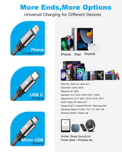 Carica l'immagine nel visualizzatore di Gallery, Minlu Multi 1.2m Cavo Caricabatterie Retrattile 3A, 3 in 1 Cavi USB