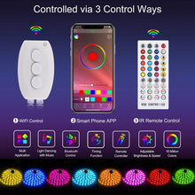 Carica l'immagine nel visualizzatore di Gallery, Striscia LED 10m Musicale, ALED LIGHT Nastri Led Bluetooth RGB 12V, con Controller Bluetooth + Telecomando, Strisce Led 