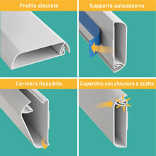 Carica l'immagine nel visualizzatore di Gallery, D-Line Canalina, Copricavi per parete, Cavo TV ordinato, Verniciabile, Autoadesivo, Design monopezzo incernierato - 1 x 60 mm (P) x 15 mm (A) per 40cm (L) - Bianco
