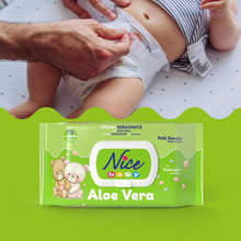 Carica l'immagine nel visualizzatore di Gallery, Nice Baby Aloe Vera Salviette per Cambio Pannolino, con Aloe Vera ad Effetto Idratante sulla Pelle, Dermatologicamente Testate, Confezione da 72 Salviette