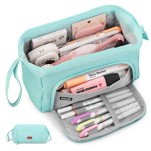 Mamowla Astuccio Portamatite Astucci Matite di Grande Capacità Borsa Porta Penne Scuola Trucco Borsa per Bambina Ragazze Ragazzi Studenti,Blu