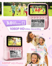 Carica l'immagine nel visualizzatore di Gallery, TIATUA Macchina Fotografica Bambini Istantanea, 3.0 Pollici 48MP Fotocamera Digitale Bambini con 32GB Scheda &amp; Papier Photo, Regalo di Natale per Bambini dai 3-12 Anni