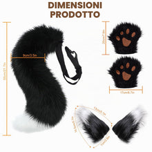 Carica l'immagine nel visualizzatore di Gallery, Ulikey Set da vestire coda di lupo di volpe, Orecchie di gatto in finta pelliccia di Halloween Set di costumi per bambin