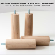 Carica l'immagine nel visualizzatore di Gallery, IPEA 4x Piedini in Legno per Mobili e Divani - Altezza 140 mm – [ DESIGN MINIMAL ED ELEGANTE ] - Set di 4 Piedi in Legno