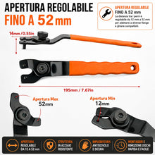 Carica l'immagine nel visualizzatore di Gallery, Topolenashop Chiave Regolabile per Flangia Disco Flex con Apertura Max 52 mm – Chiave in Acciaio con Impugnatura Antisci