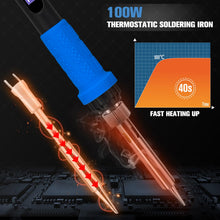 Carica l'immagine nel visualizzatore di Gallery, Saldatore LCD/LED 100W temperatura regolabile modalità sleep pistola 5 punte stagno supporto