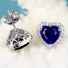 Carica l'immagine nel visualizzatore di Gallery, Navachi Orecchini a perno in argento Sterling 925 placcato oro bianco 18 carati 4,5 ct con rubino smeraldo, Pietra Cristallo, Zaffiro sintetico