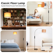 Carica l'immagine nel visualizzatore di Gallery, ANTENLICHT AURA Lampada ad Arco con Telecomando | Lampada da Terra Regolabile per Salotto | Include LED E27 + Paralume in Tessuto Marrone 33 cm | Design Argentato Vintage per Camera, Hotel
