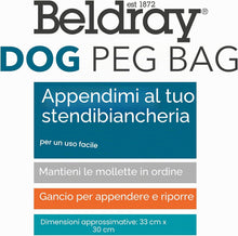 Carica l'immagine nel visualizzatore di Gallery, Beldray LA032005DFEU7 borsa con mollette con stampa di cani – Appendibile in linea, Gancio facile da appendere per riporle, Può contenere fino a 100 borse per mollette, Uso interno/esterno, 33 x 30 cm