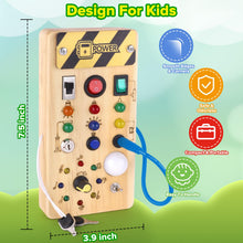 Carica l'immagine nel visualizzatore di Gallery, Giochi Bambini 1 anno Busy Board Montessori Gioco Bambino Regalo Bambino 1 2 3 anni Lavagna Montessori Sensoriale con Interruttore Luminoso a Led in Legno Attività Educative Giocattoli Da Viaggio