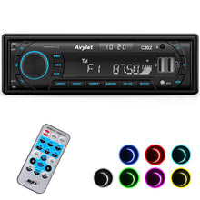 Carica l'immagine nel visualizzatore di Gallery, Avylet Autoradio Bluetooth 5.0 Vivavoce FM/AM, Avylet Radio Stereo 1 DIN, Supporta Basso Profondo/Luce a 7 colori/Chiamata a mani libere/AUX-IN/CARD/Chiavetta USB,Telecomando, 60W X 4, Ricarica rapida