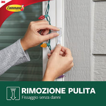 Carica l'immagine nel visualizzatore di Gallery, Command Ganci Adesivi Trasparenti per Esterni - 8 Mini Ganci e 10 Strisce Adesive per Appendere Luci in Giardino in Modo