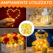 Carica l'immagine nel visualizzatore di Gallery, Catena luminosa a LED per interni, USB 5 m, 50 LED, luce bianca calda, flessibile, filo di rame, per interni con spina, 