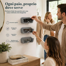 Carica l'immagine nel visualizzatore di Gallery, Porta Occhiali da Parete 3 Pezzi Grigio con Adesivi, Supporto Occhiali in Plastica Rigida 17,5 x 3,5 x 5,8 cm per Auto, 