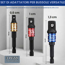 Carica l'immagine nel visualizzatore di Gallery, WORKPRO Set 3 Adattatori per Bussole 1/4", 3/8" e 1/2"