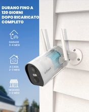 Carica l&#39;immagine nel visualizzatore di Gallery, ieGeek 2K Telecamera Wi-Fi Interno/Esterno Senza Fili a Batteria, Videocamera di Sorveglianza a Faretti con Visione Notturna a Colori, Allarme con Rilevazione PIR, Sirena,Audio a 2 Vie,IP65
