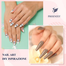 Carica l'immagine nel visualizzatore di Gallery, Phoenixy Kit Ricostruzione Unghie Gel Completo con 6 Colori 15ml Gel Ricostruzione Unghie, Lampada UV 36W, Base Coat e Top Coat