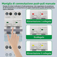Carica l'immagine nel visualizzatore di Gallery, Commutatore 2P 63A interruttore separatore di carico Dual Power Manual Transfer Isolating Switch AC 230V con doppia pote