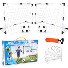 Carica l'immagine nel visualizzatore di Gallery, Dreamon Set di 2 Porte da Calcio per Bambini con Palla e Pompa, Porta da Calcio da Giardino Giocattolo Sportivo per Este