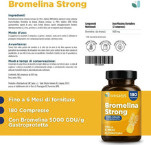 Carica l'immagine nel visualizzatore di Gallery, Bromelina Forte 5000 GDU/g Gastroprotetta, 180 Compresse, 1600mg di Bromelina Pura, Altissimo Dosaggio. Fino a 6 mesi di Fornitura. Estratta naturalmente dall'Ananas, Integratore Made in Italy