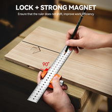 Carica l'immagine nel visualizzatore di Gallery, Righello Falegname, Preciva Carpentiere Posizionamento, Steel Ruler, Righellidi Misurazione Dell'angolo, Righello di Mis