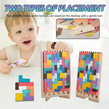 Carica l'immagine nel visualizzatore di Gallery, 3D di Legno Tetris, Cervello Giocattoli con 41 Colorato Blocchi Geometrici, Intelligenza Jigsaw Rompicapo, Regali Educat