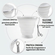 Carica l'immagine nel visualizzatore di Gallery, 320 Ml Bicchiere Portatile Pieghevole Da Viaggio Con Coperchio In Plastica, Bicchiere Pieghevole In Silicone Senza Bpa ，