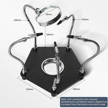 Carica l'immagine nel visualizzatore di Gallery, Terza Mano Per Saldatura, Stazione Saldatura con 3X Lente di Ingrandimento Braccii Flessibile e Clip, Adatta per Elettro