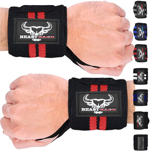 Beast Rage Polsiere Palestra Sollevamento Fasce da Polso Cinghie Donna & Uomo Polsini Palestra per Gym Bodybuilding Crossfit Calistenics,Polsini, bendaggi per Il Polso