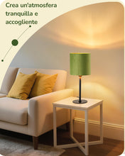 Carica l'immagine nel visualizzatore di Gallery, EDISHINE Lampada da Comodino, Paralume in Velluto, Base Metallo, Verde