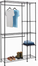 Carica l'immagine nel visualizzatore di Gallery, Amazon Basics Organizer da appendere in metallo, per armadio, con ripiani, Nero, 114 x 36 x 193 cm