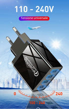 Carica l'immagine nel visualizzatore di Gallery, 4 Caricatore Usb QC 3.0 Rapido Caricatore Muro Caricabatterie Spina Alimentatore USB Multiplo Alimentatore Presa Carica 