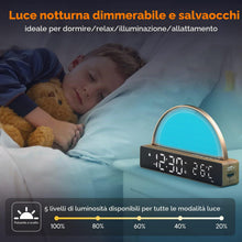 Carica l'immagine nel visualizzatore di Gallery, Sveglia con luce, sveglia con luce Wake Up, macchina bianca del rumore, lampada da comodino, lampada da tavolo touch dim
