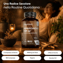 Carica l'immagine nel visualizzatore di Gallery, Ashwagandha KSM-66 Vegana 180 Compresse, 1 al Giorno (6 Mesi di Scorta)
