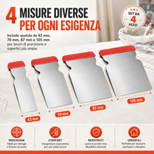 Carica l'immagine nel visualizzatore di Gallery, Topolenashop Set 4 Spatole Giapponesi in Acciaio – Misure 47/70/87/105 mm – Flessibili per Verniciatura, Stuccatura, Ras