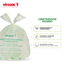Carica l'immagine nel visualizzatore di Gallery, Virosac - Proxsac Bio - Sacchetti Per Rifiuti Biodegradabili 45x60 Con Bretelle, 15pz per rotolo, kit da 3 rotoli
