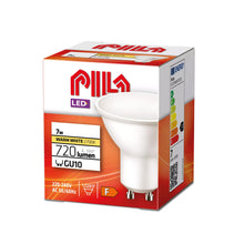 Carica l'immagine nel visualizzatore di Gallery, PILA Pack da 6 lampadine LED GU10 ad alto flusso, 7W (= 80W), luce bianca calda (2700K), 720 lumen, angolo di illuminazi