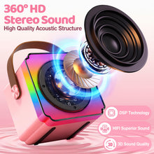 Carica l'immagine nel visualizzatore di Gallery, Gontence Karaoke con Microfono, Regalo Compleanno Bambina 3-12 Anni, Karaoke per Bambini con 2 Microfoni Wireless, Luce LED e Cambia Voce, Giocattolo Karaoke per Ragazzi e Ragazze 3-15 Anni