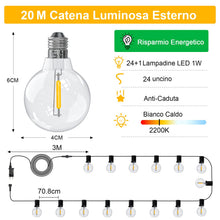 Carica l'immagine nel visualizzatore di Gallery, Catena Luminosa Esterno 20M, Impermeabile Luci da Esterno Giardino, LED Lampadine da Esterno Giardino Dimmerabile con Te