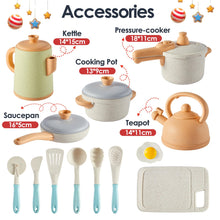 Carica l&#39;immagine nel visualizzatore di Gallery, BUYGER Set Giocattoli da Cucina per Bambini, Pentole e Padelle Giocattolo Accessori Cucina Bambini, Pentolini Giochi di Ruolo Cucina per Bambini 3 + Anni