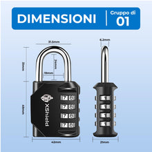 Carica l'immagine nel visualizzatore di Gallery, Double Dragon Lucchetto a combinazione 4 cifre, resistente, nero