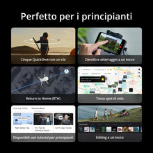 Carica l'immagine nel visualizzatore di Gallery, DJI Mini 4K, drone per adulti, fotocamera 4K HD, meno di 249 g, stabilizzatore 3 assi, trasmissione video 10 km, return automatico, resistenza al vento, 31 min di volo, C0, volo