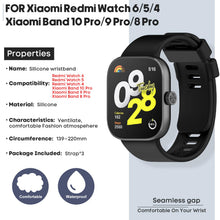 Carica l'immagine nel visualizzatore di Gallery, 3 Pezzi Cinturino per Xiaomi Redmi Watch 6/5/4, Cinturino in Silicone di Ricambio per Xiaomi Mi Band 10 Pro/9 Pro/8 Pro 