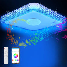 Carica l'immagine nel visualizzatore di Gallery, RGB Plafoniera LED Soffitto con Telecomando e APP, 30W Lampada da Soffitto con Altoparlante Bluetooth Tondo Lampadario R