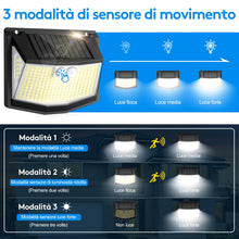 Carica l'immagine nel visualizzatore di Gallery, Lampada solare per esterni, rilevatore di movimento: 248 LED solare per esterni, proiettore con sensore di movimento, 3 modalità a 270°, illuminazione di sicurezza, senza fili, IP65, impermeabile, per