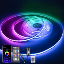 Carica l'immagine nel visualizzatore di Gallery, Macchiatto Striscia LED COB da 5 m, striscia LED RGB Bluetooth con telecomando, sincronizzazione musicale, timer, dimmer