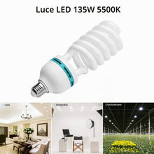 Carica l'immagine nel visualizzatore di Gallery, Lampada fotografica 135 W 220 V 5500 K CRI90 luce diurna, lampada a spirale a risparmio energetico E27 lampadina per stu