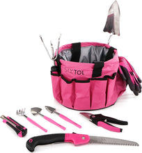 Carica l'immagine nel visualizzatore di Gallery, SIXTOL Garden PINK - Set di 10 attrezzi da giardino, 10 pezzi, accessori da giardino in acciaio inox, pratica borsa da giardino come regalo per donne, per giardinieri e donne
