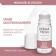 Carica l'immagine nel visualizzatore di Gallery, Dermafresh Deodorante Roll-On 24h Pelle Sensibile Antimacchia 50 mL